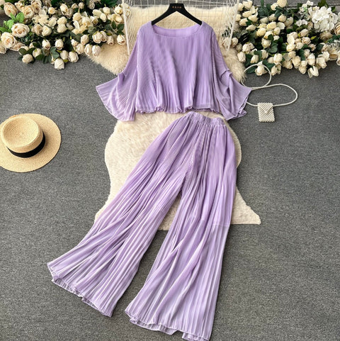 Loose-fit T-shirt & Draped Trousers 2Pcs