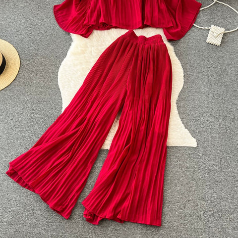 Loose-fit T-shirt & Draped Trousers 2Pcs