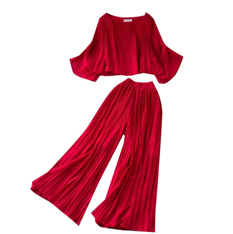 Loose-fit T-shirt & Draped Trousers 2Pcs