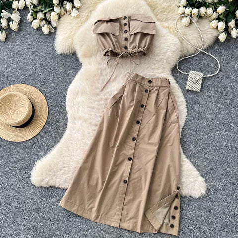 Chic Padded Tank Top & Skirt 2Pcs
