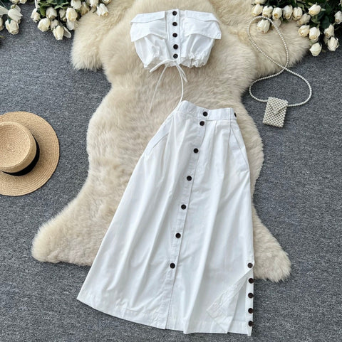 Chic Padded Tank Top & Skirt 2Pcs