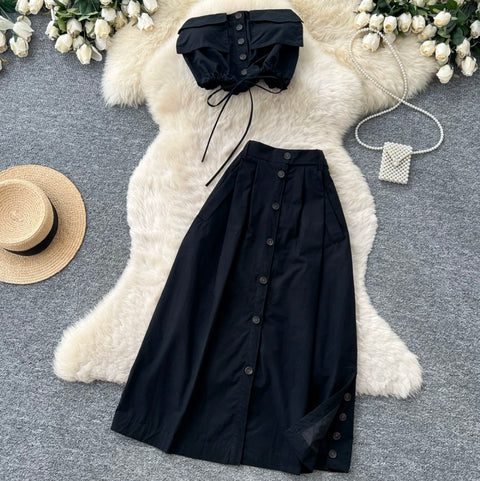 Chic Padded Tank Top & Skirt 2Pcs