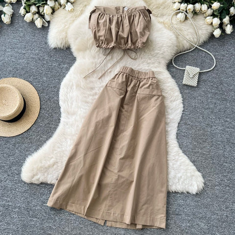 Chic Padded Tank Top & Skirt 2Pcs
