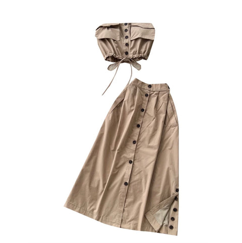 Chic Padded Tank Top & Skirt 2Pcs