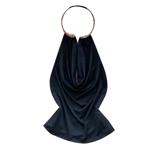 Sexy Halter Black Draped Camisole