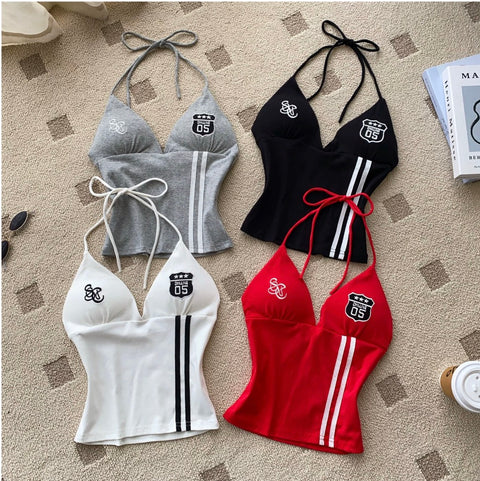 Chic Embroidered Halter Sport Camisole