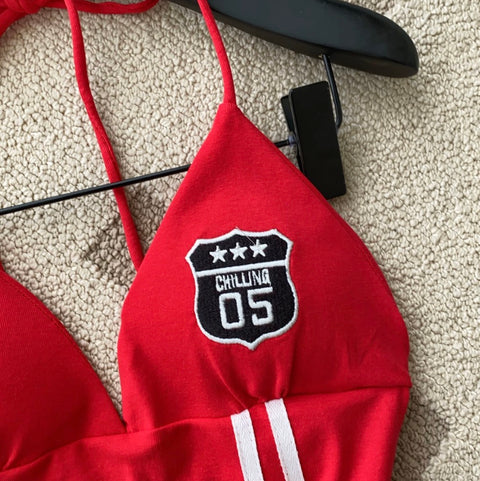Chic Embroidered Halter Sport Camisole