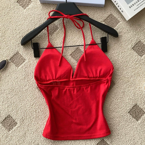 Chic Embroidered Halter Sport Camisole
