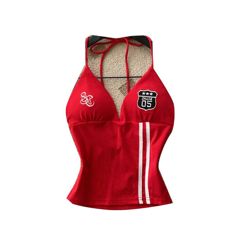 Chic Embroidered Halter Sport Camisole