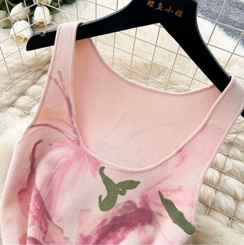 Floral Print Hip-wrapping Dress