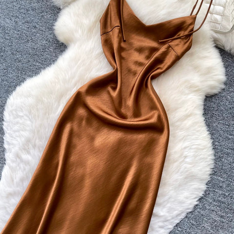 Premium Satin Lace-up Dress