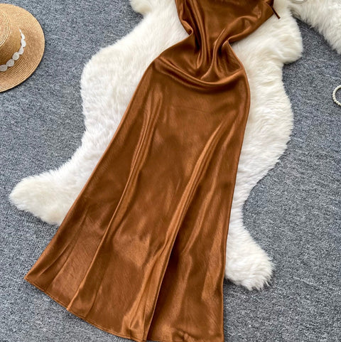 Premium Satin Lace-up Dress