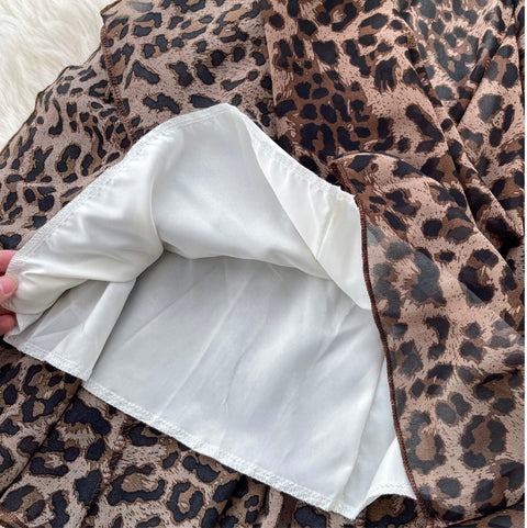 Halter Top & Leopard Printed Skirt 2Pcs