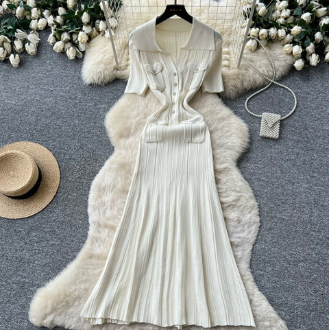 Korean Style Lapeled Knitted Dress