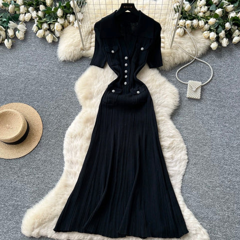 Korean Style Lapeled Knitted Dress