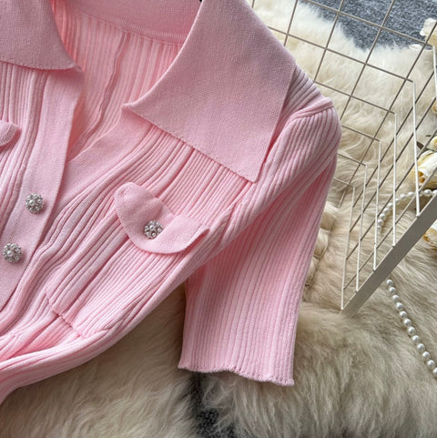 Korean Style Lapeled Knitted Dress