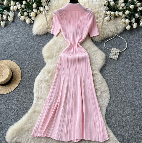 Korean Style Lapeled Knitted Dress
