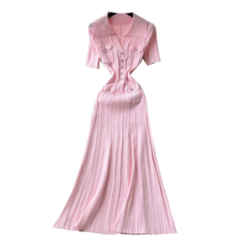 Korean Style Lapeled Knitted Dress