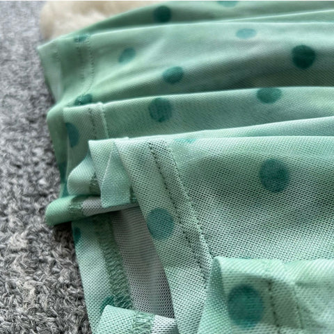 Polka Dot Print Green Slip Dress
