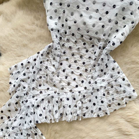 Polka Dot Asymmetric Bustier Top