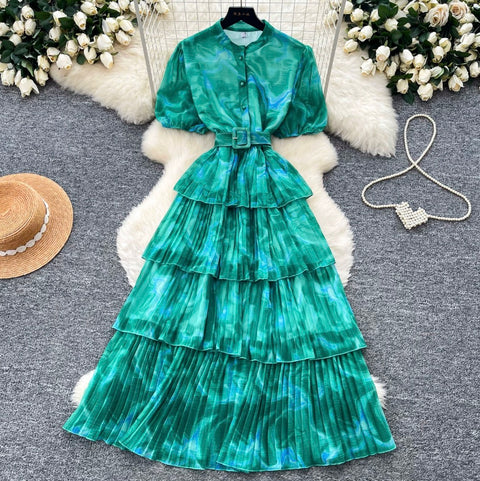 Premium Ruffled A-line Shirt Dress