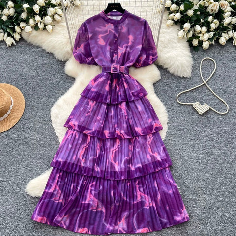 Premium Ruffled A-line Shirt Dress
