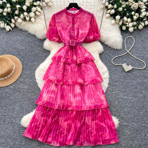Premium Ruffled A-line Shirt Dress