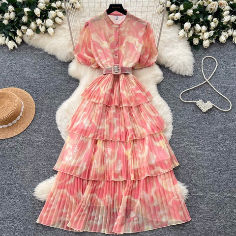 Premium Ruffled A-line Shirt Dress