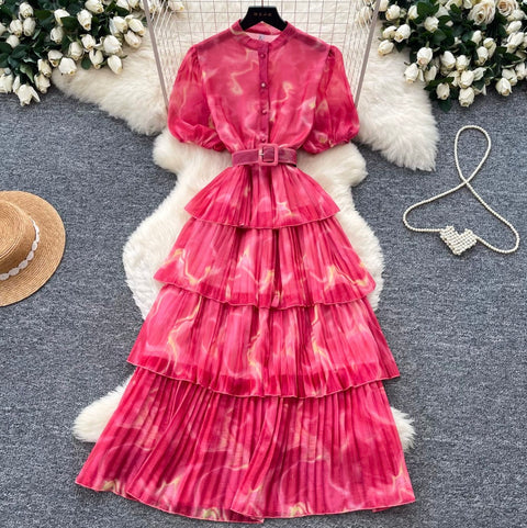 Premium Ruffled A-line Shirt Dress