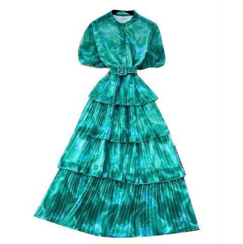 Premium Ruffled A-line Shirt Dress