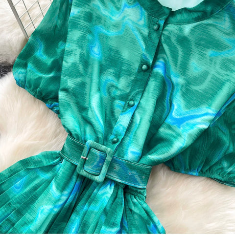 Premium Ruffled A-line Shirt Dress