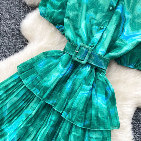Premium Ruffled A-line Shirt Dress