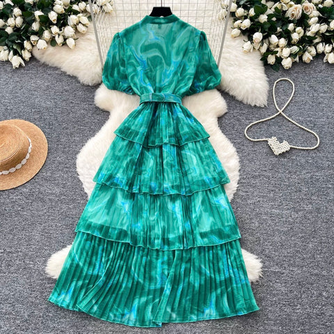 Premium Ruffled A-line Shirt Dress