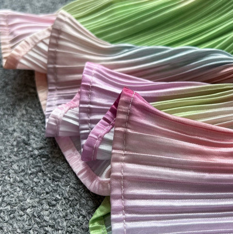 Tie-dye Print Pleated Slip Dress