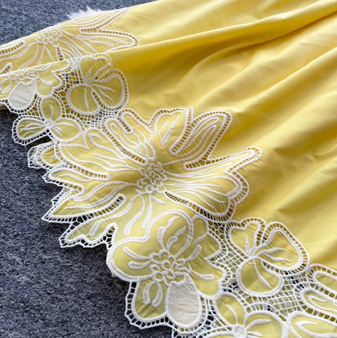 Hollowed Floral Vest & Skirt 2Pcs
