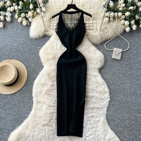 Simple Design Lace Patchwork Dress