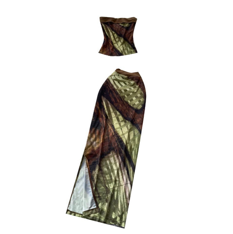 Tank Top & Split Skirt Print 2Pcs