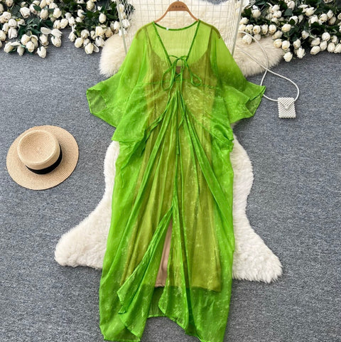 Mesh Smock & Slip Dress 2Pcs