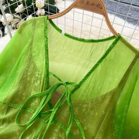 Mesh Smock & Slip Dress 2Pcs