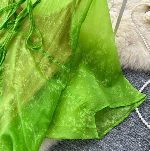 Mesh Smock & Slip Dress 2Pcs