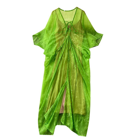 Mesh Smock & Slip Dress 2Pcs