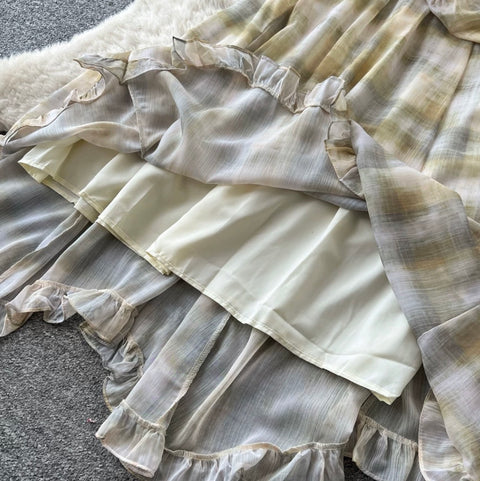 Sweetie Plaid Top & Skirt Patchwork 2Pcs