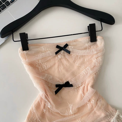 Sweetie Bow-tie Lace Bustier Top