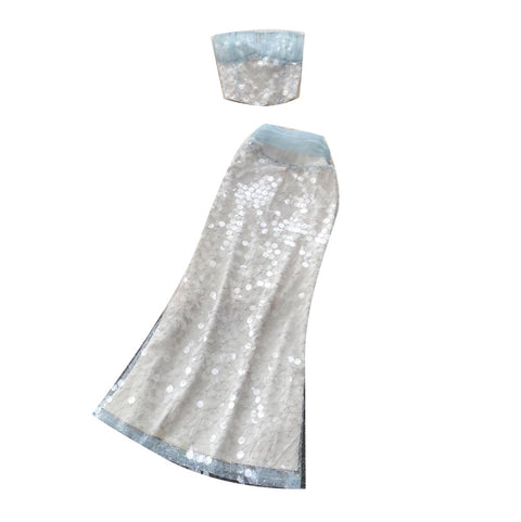 Sequined Top & Skirt Mesh 2Pcs