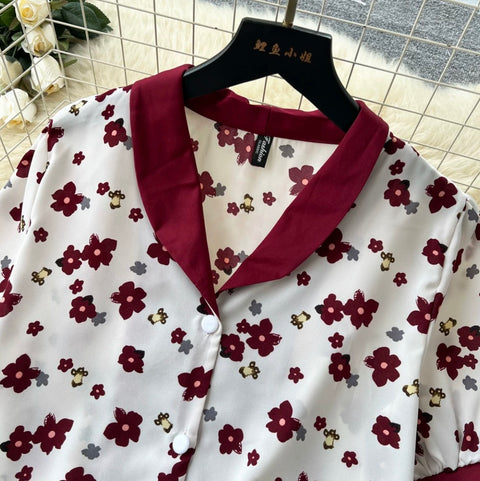 Floral Shirt & Skirt Casual 2Pcs