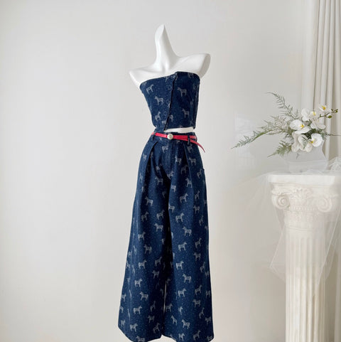 Printed Bustier & Trousers Chic 2Pcs