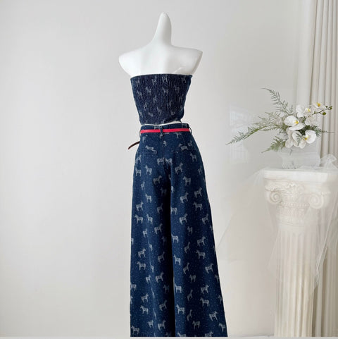Printed Bustier & Trousers Chic 2Pcs