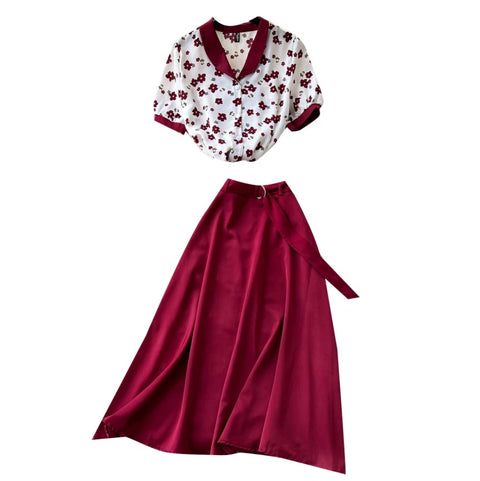 Floral Shirt & Skirt Casual 2Pcs