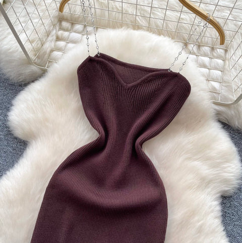 Premium A-line Chain Slip Dress