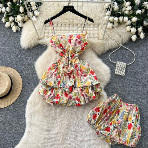 Casual Vest & Shorts Floral 2Pcs